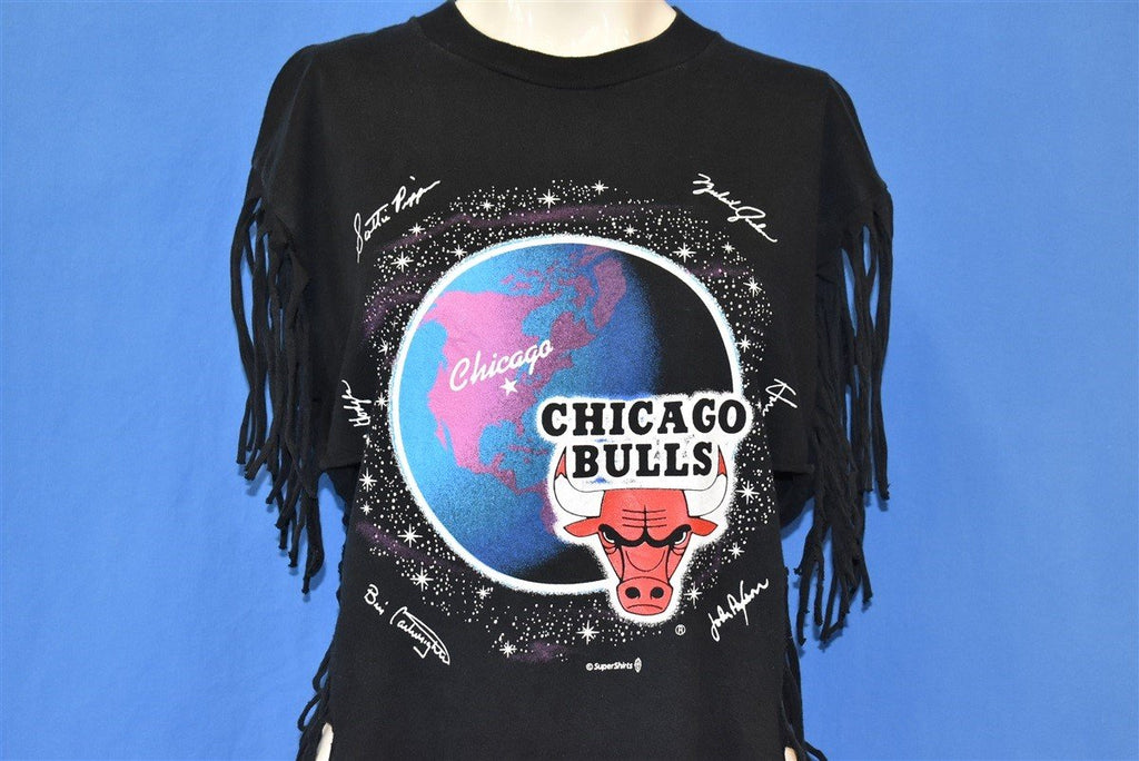 90s Chicago Bulls Earth Map Fringe Custom t-shirt Large product image 1