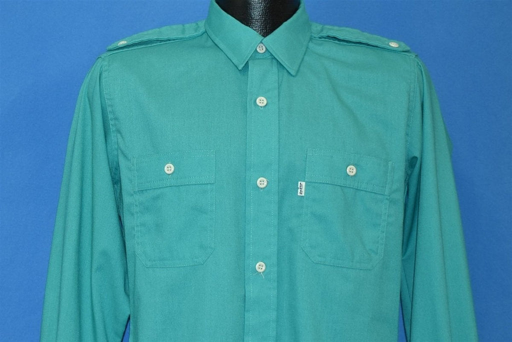 80s Levis Turquoise White Tab Canvas Shirt Medium product image 1