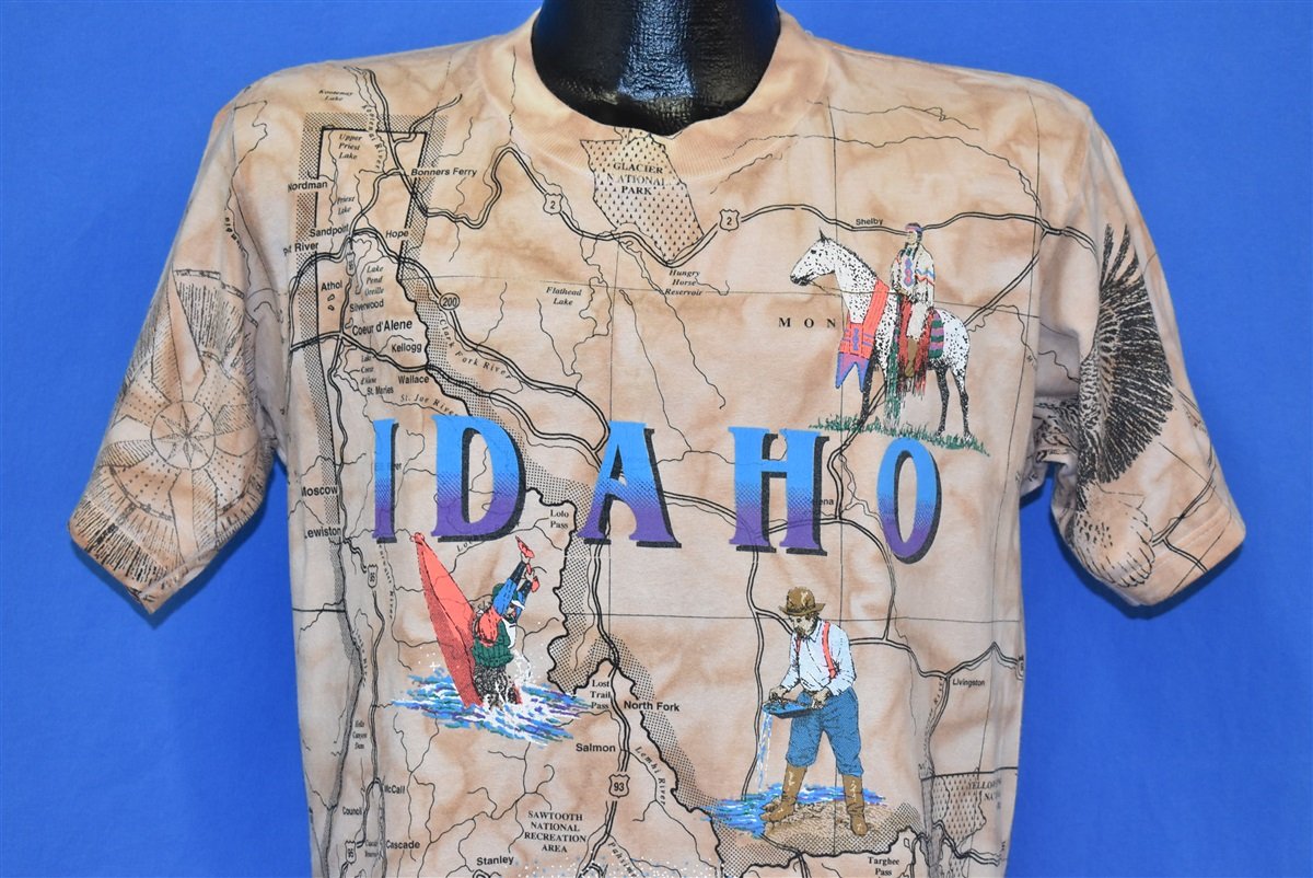 90s Idaho State Map All Over Print Tourist t-shirt Medium product image 1