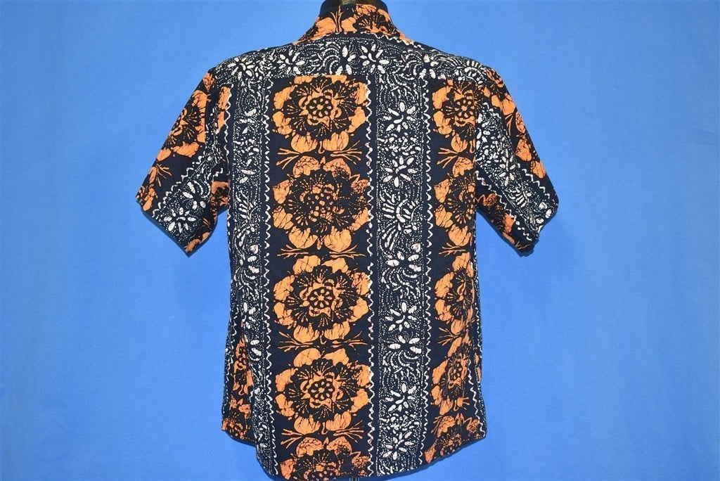 70s Hukiloau Fashions Black Orange Aloha Shirt Medium product image 3