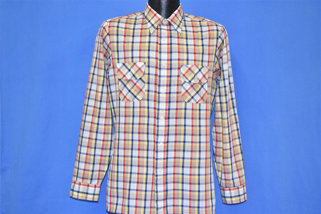 70s Levis Plaid Brown Blue Red Big E Shirt Medium product image 2