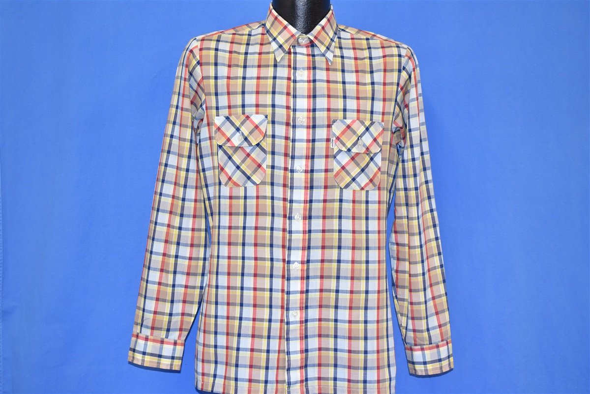 70s Levis Plaid Brown Blue Red Big E Shirt Medium product image 2