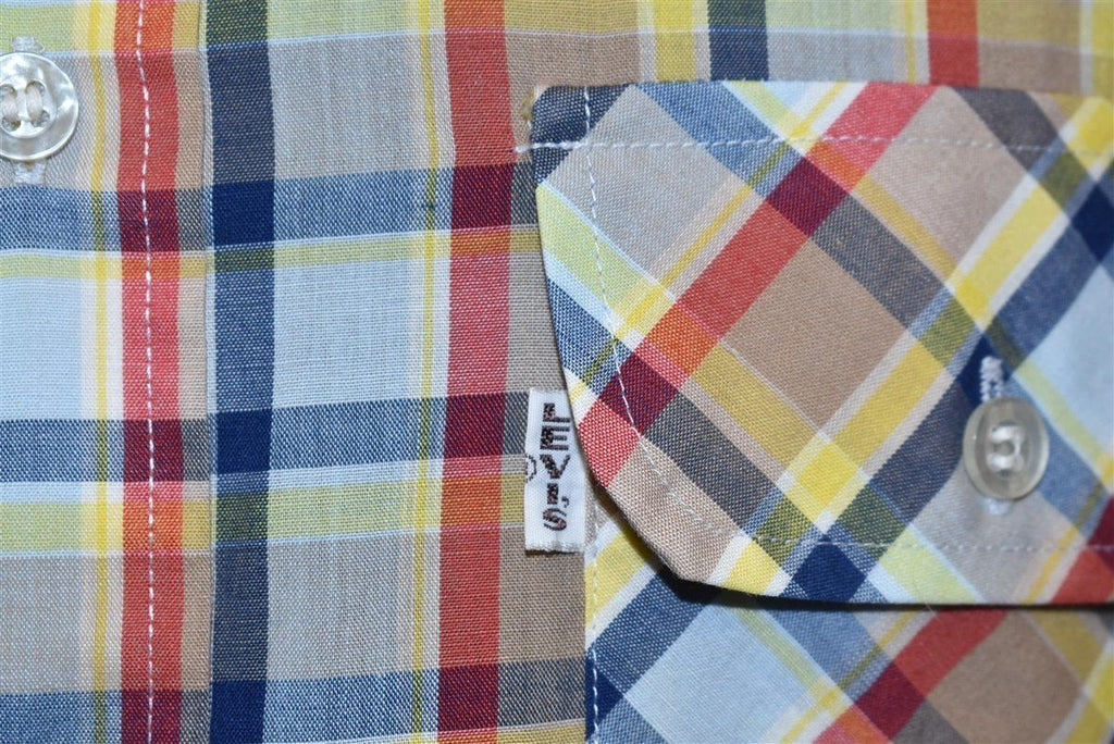 70s Levis Plaid Brown Blue Red Big E Shirt Medium product image 7