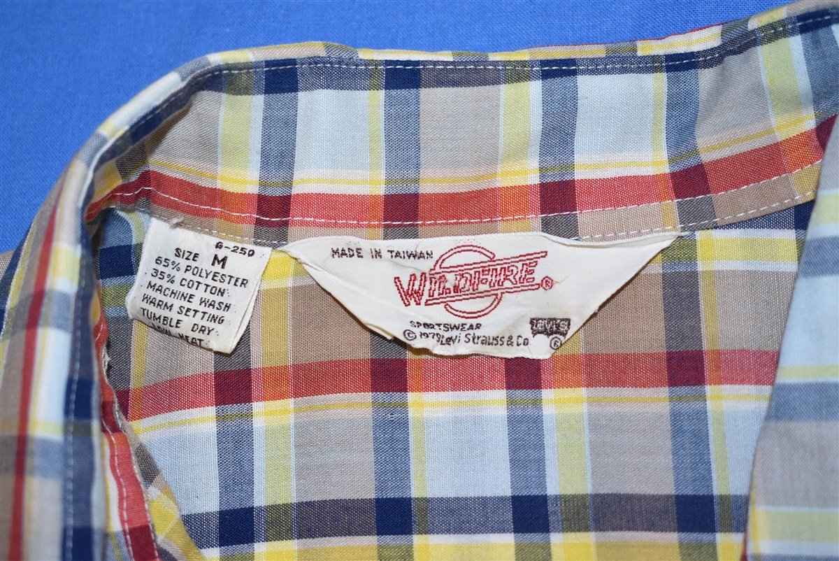 70s Levis Plaid Brown Blue Red Big E Shirt Medium product image 4