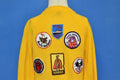 60s Yellow Travel Patches Vacation Sweater Youth Medium