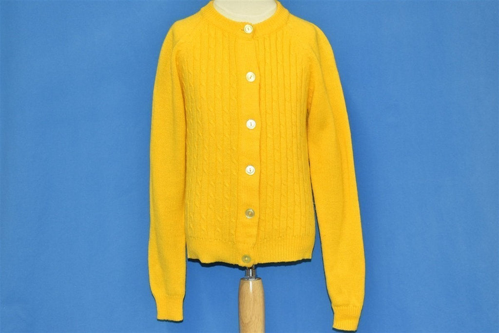 60s Yellow Travel Patches Vacation Sweater Youth Medium
