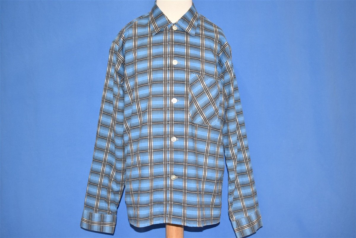 60s Blue Plaid Kolesport Button Down Shirt Youth Large product image 2