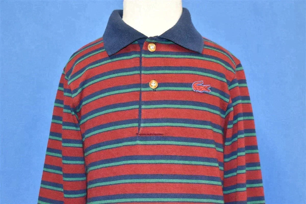 80s Izod Lacoste Maroon Striped Polo Shirt Youth Small product image 1
