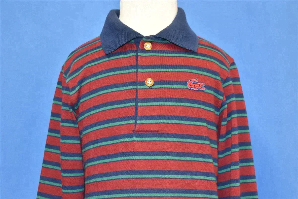 80s Izod Lacoste Maroon Striped Polo Shirt Youth Small product image 1
