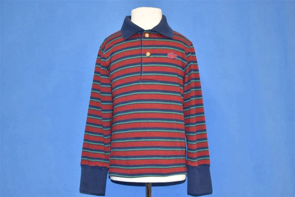 80s Izod Lacoste Maroon Striped Polo Shirt Youth Small product image 2
