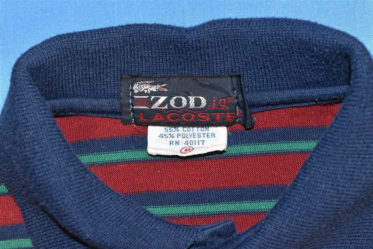 80s Izod Lacoste Maroon Striped Polo Shirt Youth Small product image 3