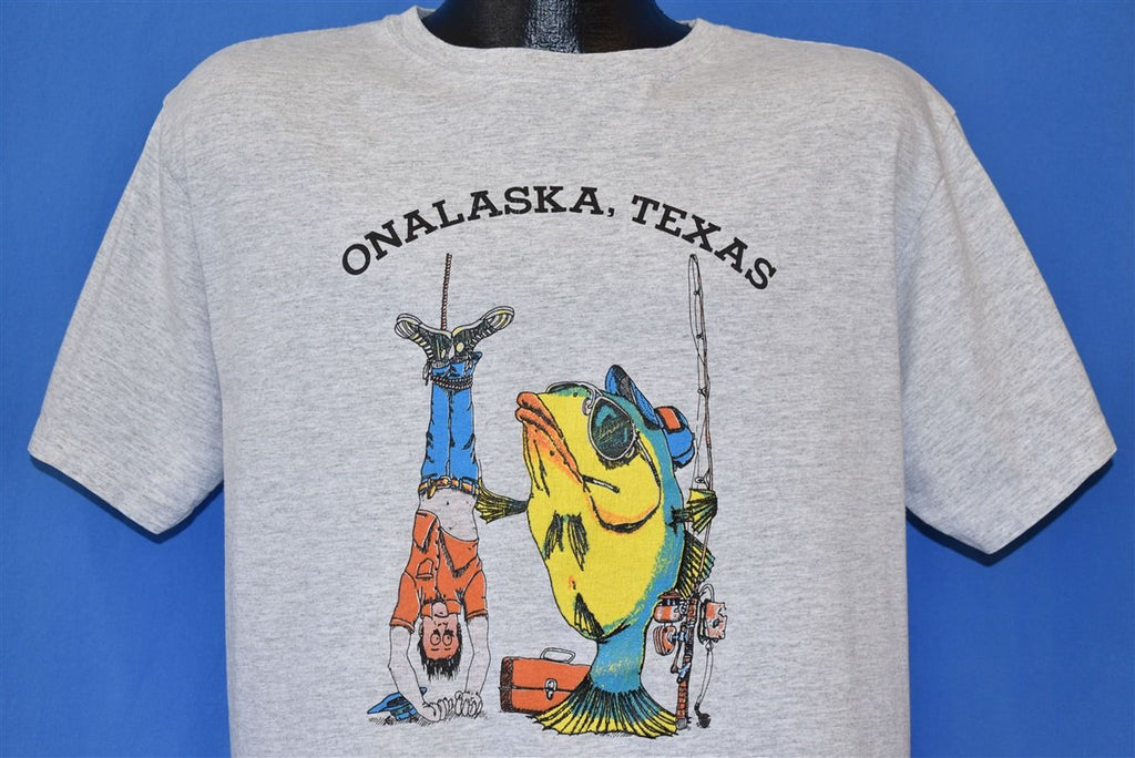 90s Onalaska Texas Fishing Cartoon Funny t-shirt Large product image 1