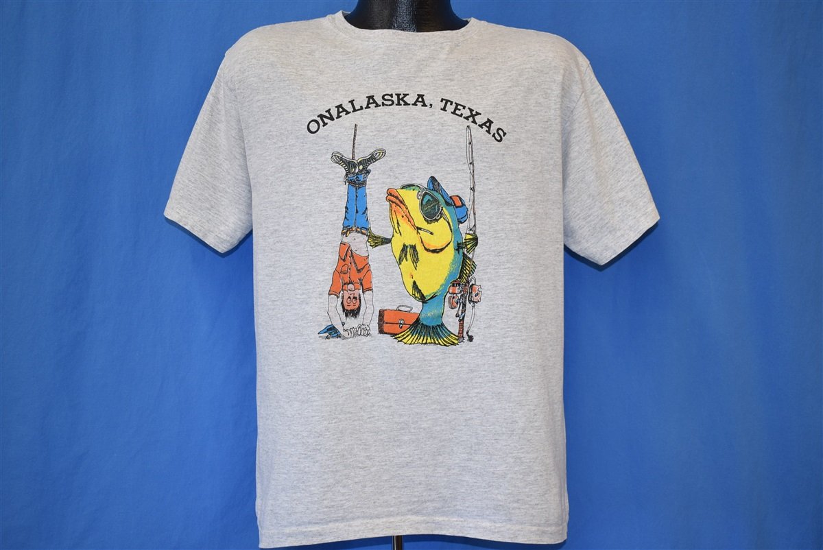 90s Onalaska Texas Fishing Cartoon Funny t-shirt Large product image 2