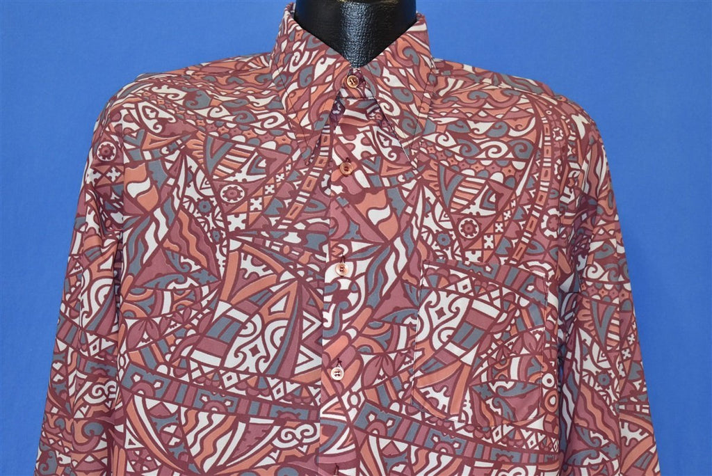 70s Penney's Pink Abstract Geometric Disco Shirt Large product image 1