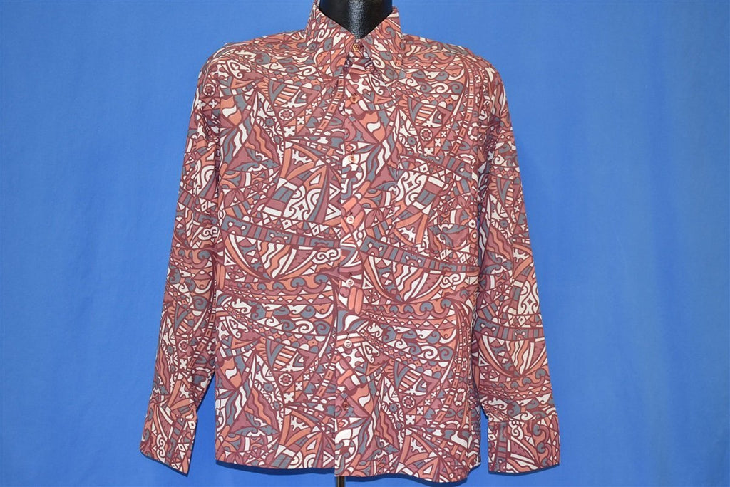 70s Penney's Pink Abstract Geometric Disco Shirt Large product image 2