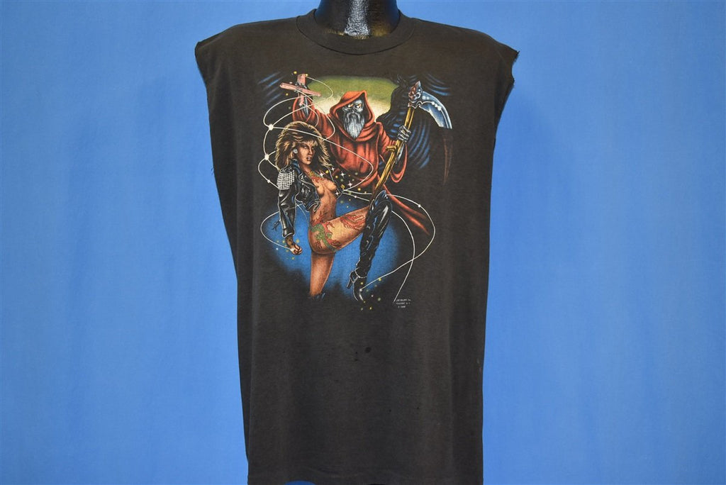 80s 3D Emblem Biker Reaper Pinup Cut t-shirt Extra Large product image 2