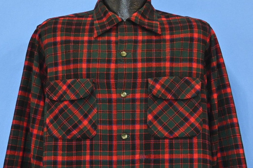 50s Pendleton Red Green Plaid Wool Button Down Shirt Large product image 1