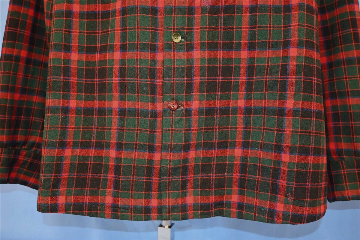 50s Pendleton Red Green Plaid Wool Button Down Shirt Large product image 5