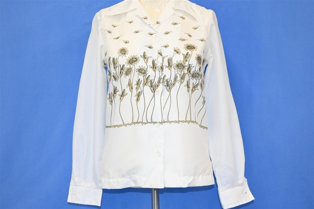 70s Loubella White Floral Button Down Shirt Women's Extra product image 2