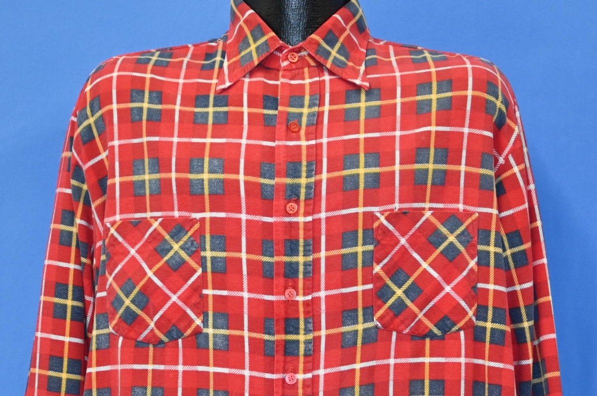 90s JCPenney Red Plaid Flannel Button Down Shirt Extra Large product image 1