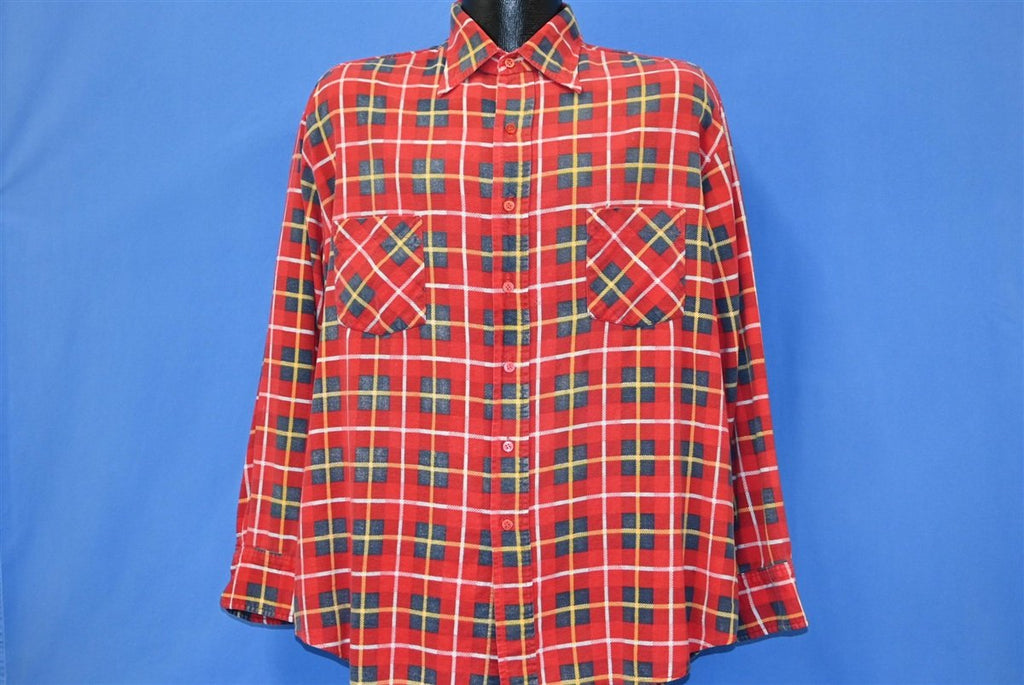 90s JCPenney Red Plaid Flannel Button Down Shirt Extra Large product image 2