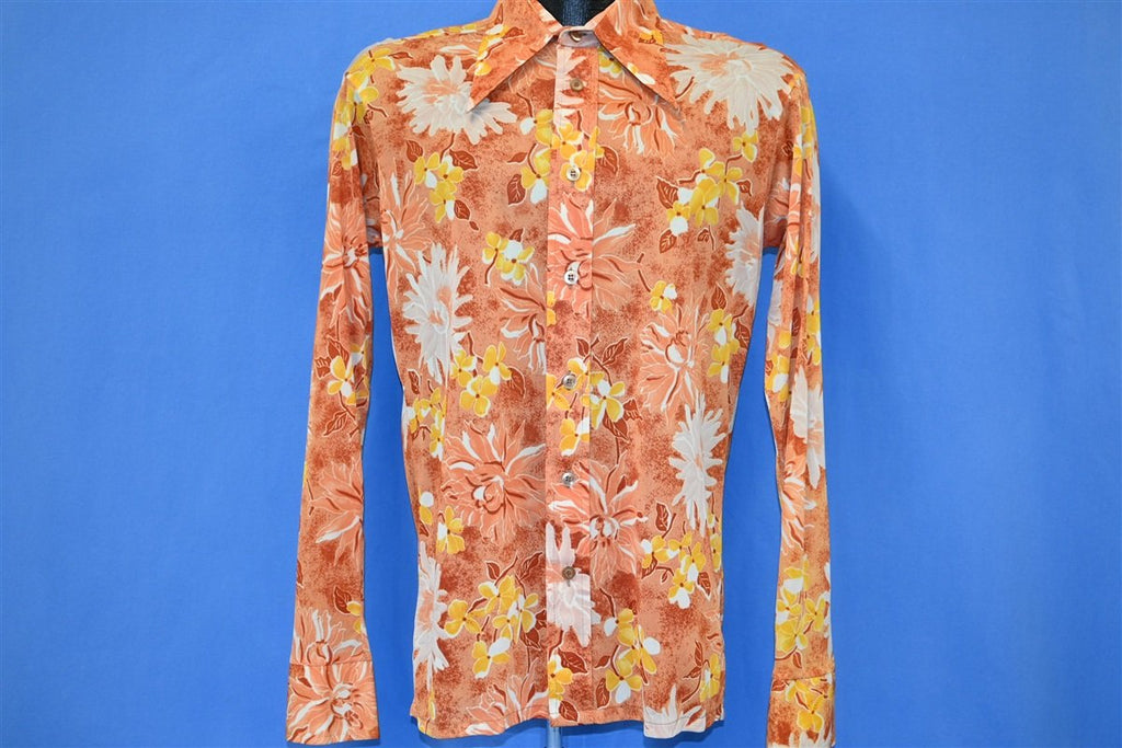 70s Mister Man of California Orange Floral Disco Shirt Small product image 2
