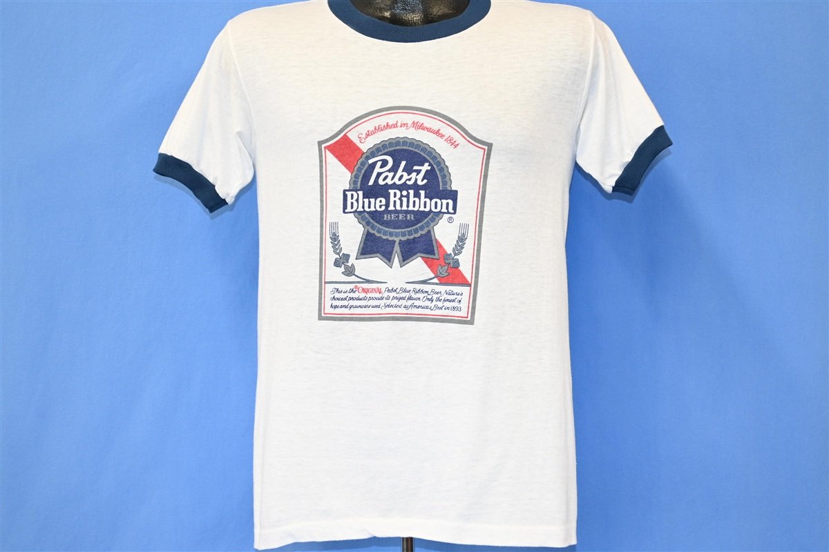 80s Pabst Blue Ribbon Beer PBR Logo Ringer t-shirt Medium product image 2