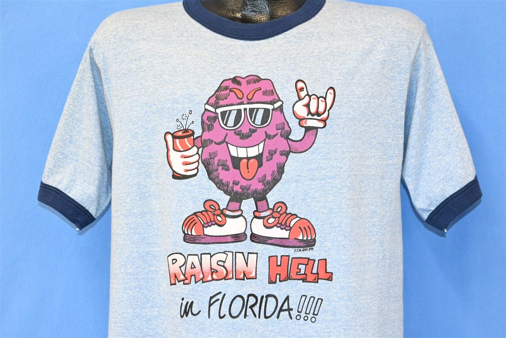 80s Raisin Hell in Florida Funny Blue Ringer t-shirt Large product image 1