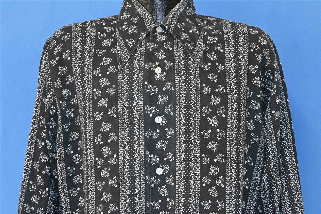 70s Funky Groovy Threads Floral Stripe Disco Shirt Large product image 1