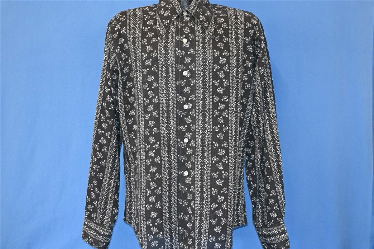 70s Funky Groovy Threads Floral Stripe Disco Shirt Large product image 2