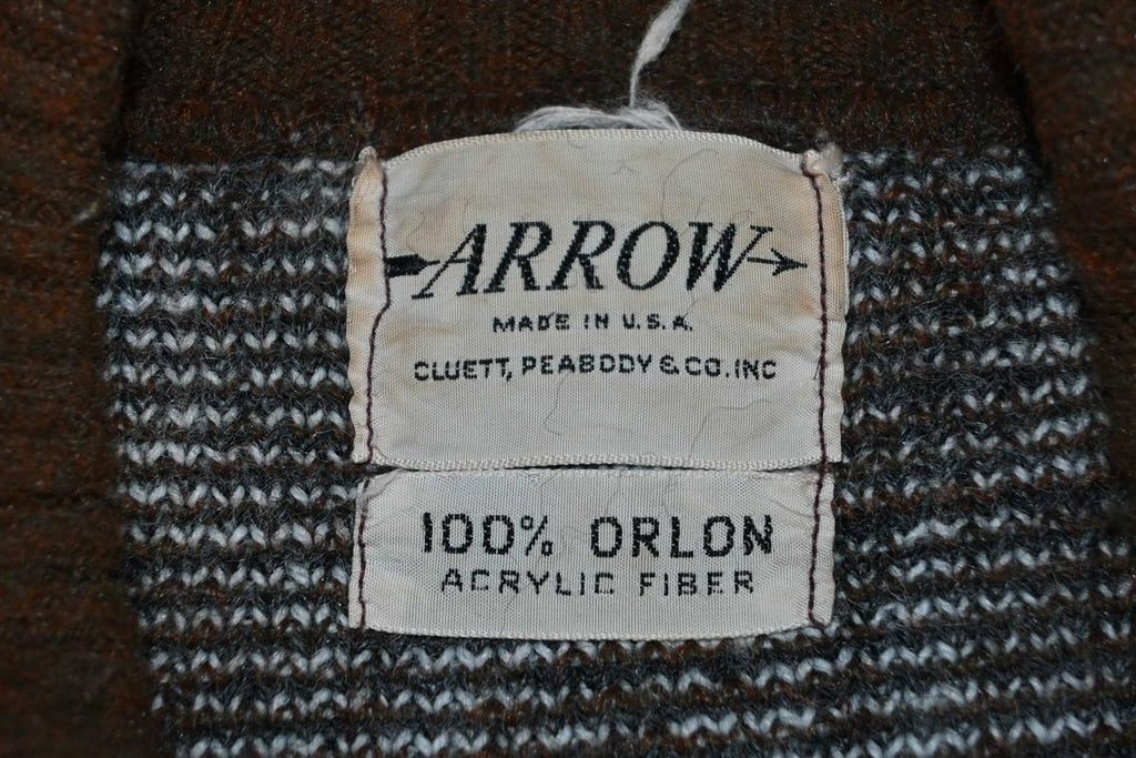 60s Arrow Gray Brown Zig Zag Pullover Sweater Small