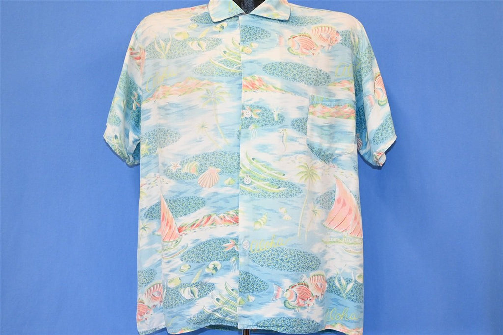 50s Aloha Pastel Ocean Beach Hawaiian Shirt Large product image 2