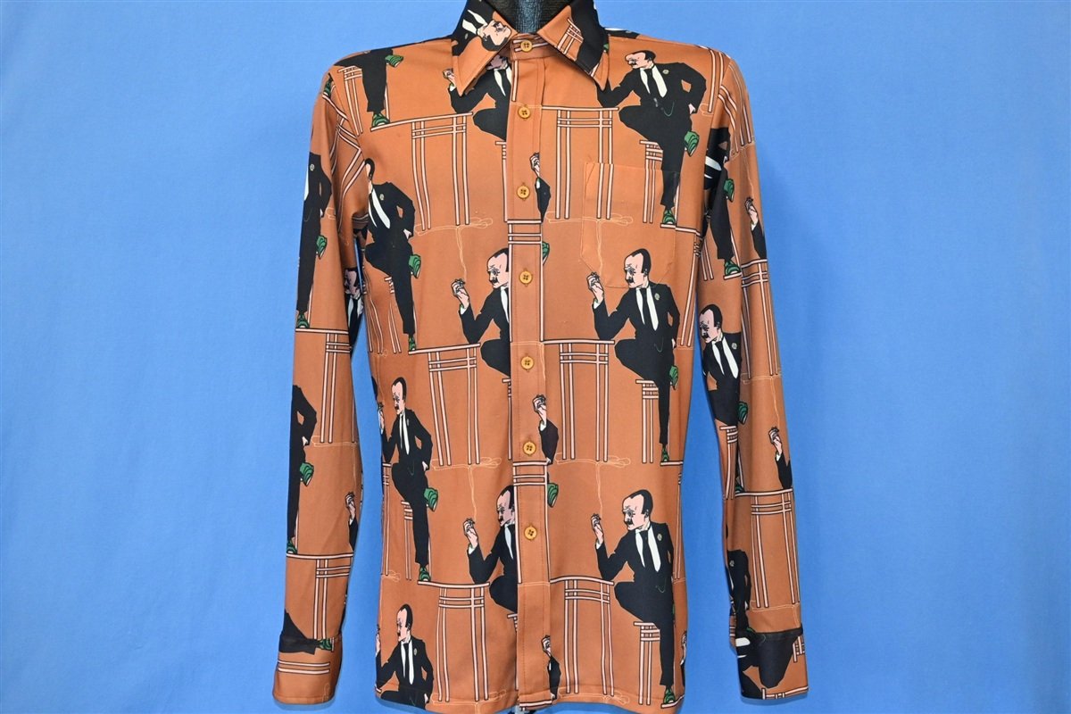 70s Larry Kane Gentleman Smoking Brown Disco Shirt Small product image 2