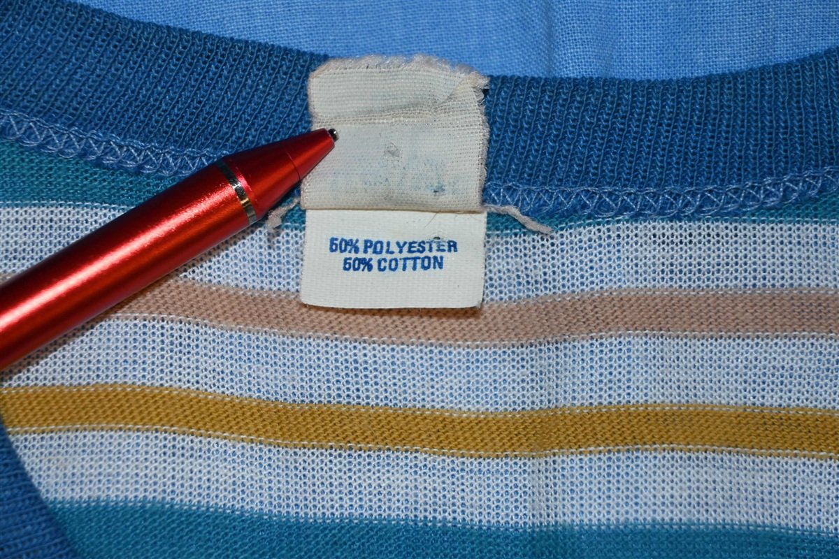 70s Stratford Blue White Yellow Striped Surf t-shirt Large product image 4