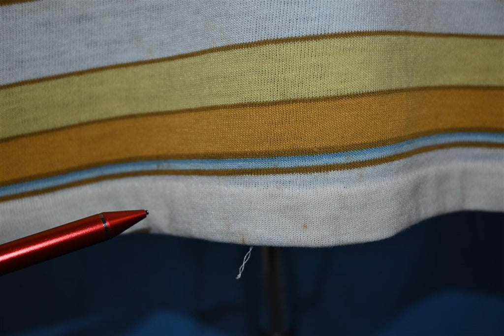 70s Yellow White Striped Big Collar Polo Shirt Medium product image 3