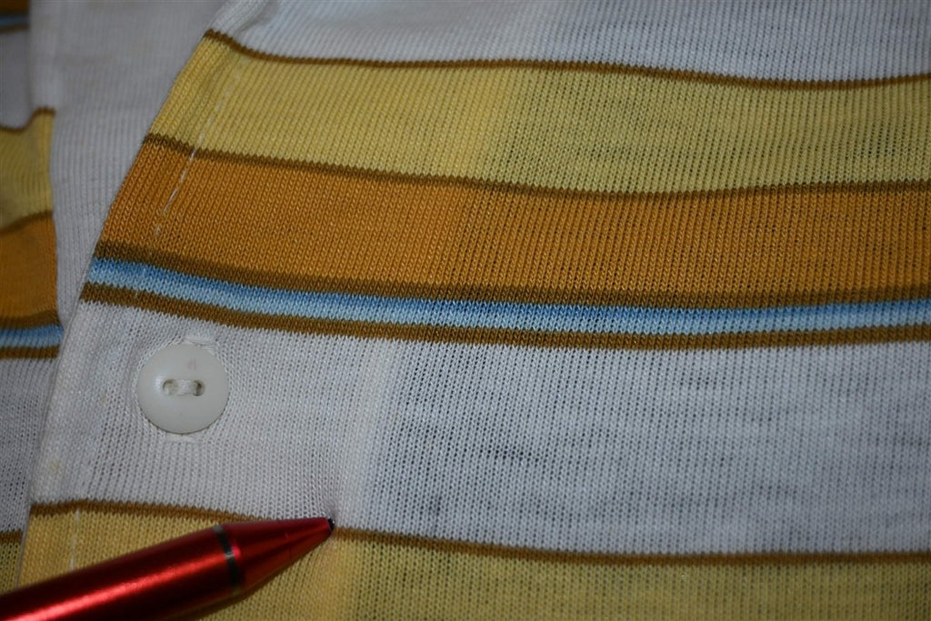70s Yellow White Striped Big Collar Polo Shirt Medium product image 4