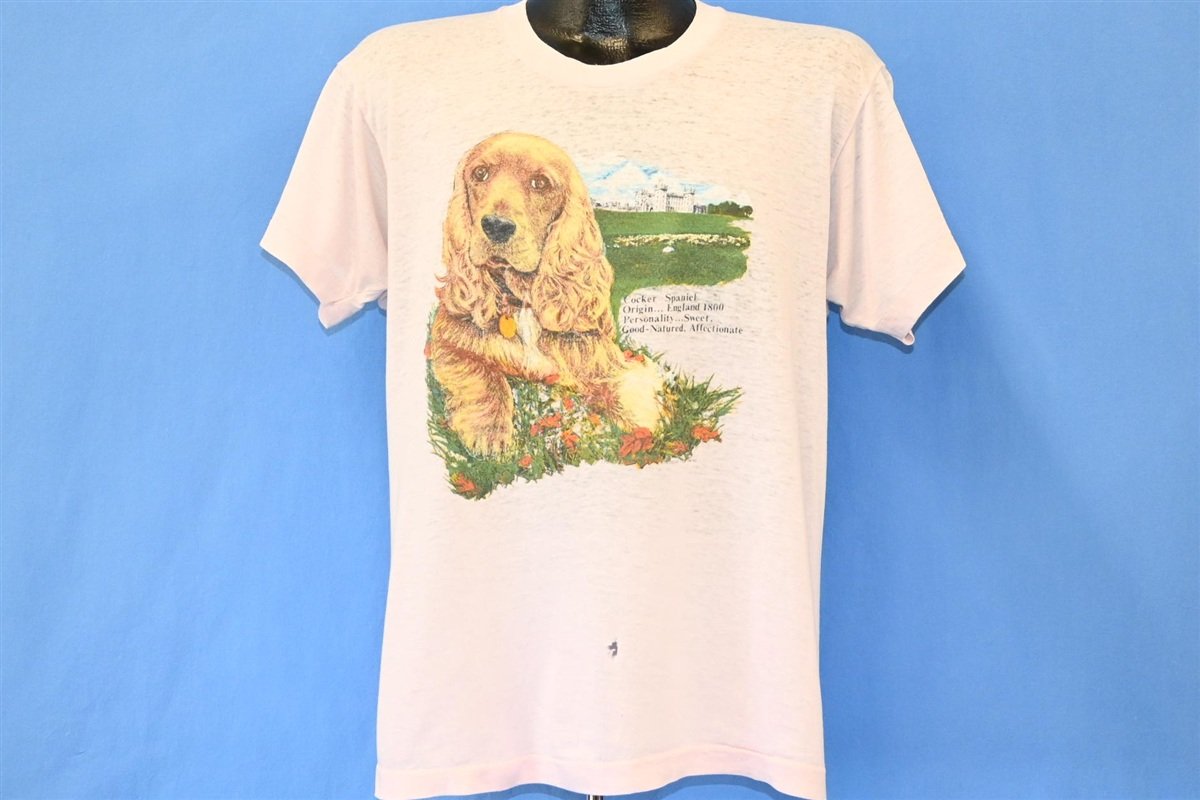 80s Cocker Spaniel Puppy Dog Pink Distressed t-shirt Large product image 2