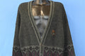 80s Gray Black Striped Stagecoach Cardigan Sweater Extra Large