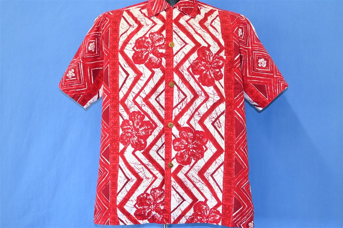 60s Duke Kahanamoku Red White Zig Zag Hawaiian Shirt Medium product image 2