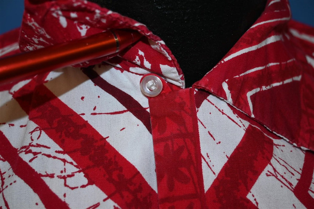 60s Duke Kahanamoku Red White Zig Zag Hawaiian Shirt Medium product image 4