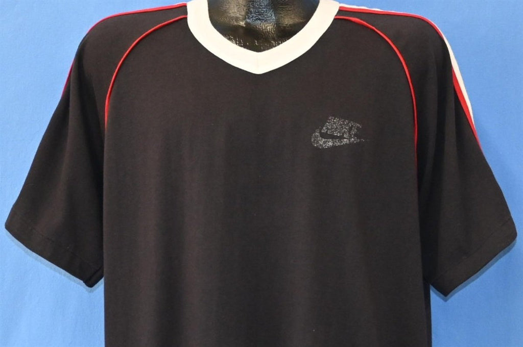 80s Nike Swoosh Logo Black V-Neck Ringer t-shirt Extra Large product image 1