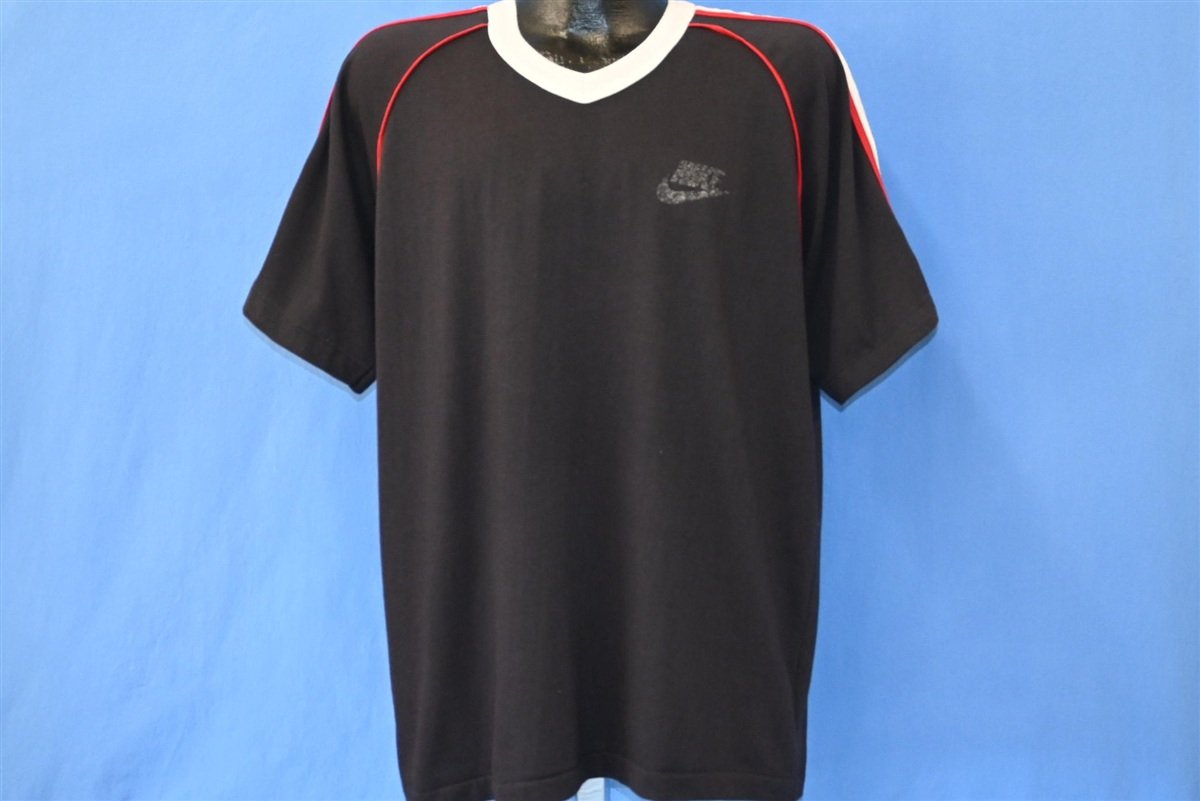 80s Nike Swoosh Logo Black V-Neck Ringer t-shirt Extra Large product image 2