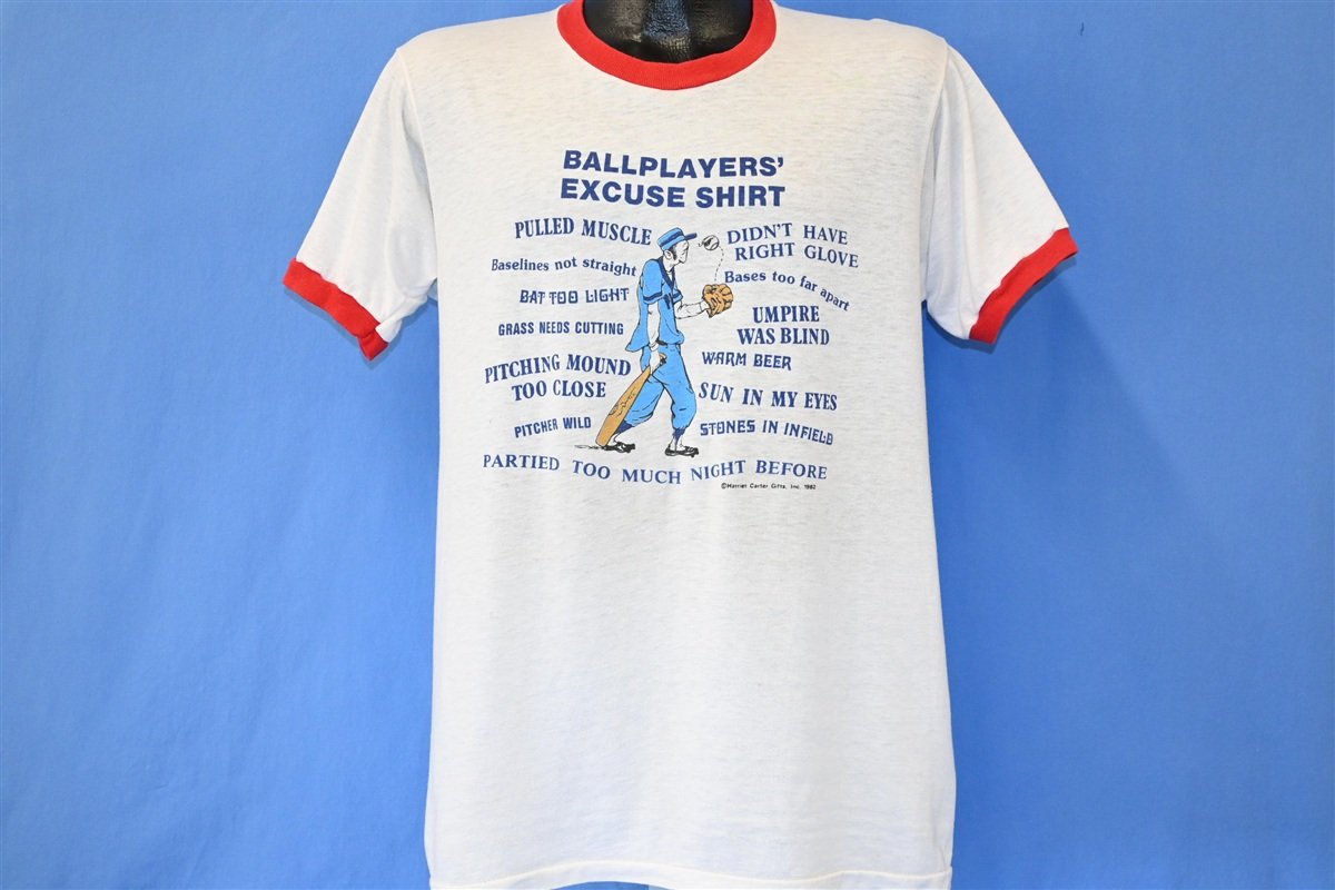 80s Ballplayers Excuses Shirt Funny Baseball Ringer t-shirt product image 2