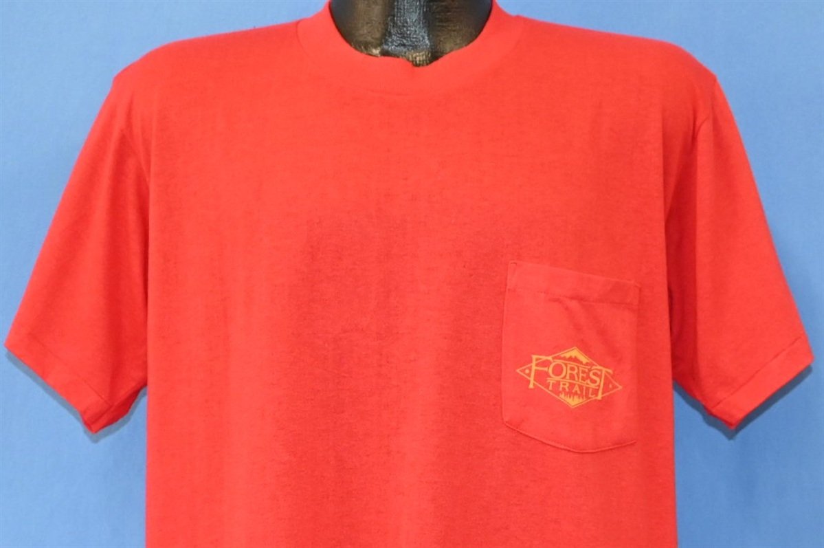 80s Forest Trail Gray Wolves Red Wildlife Pocket t-shirt product image 2