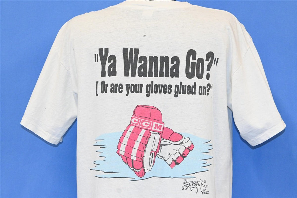 90s Hockeyman By CCM Ya Wanna Go? Distressed t-shirt Large product image 1