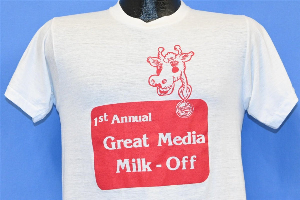 80s Great Media Milk-Off Crystal Creamery Cow t-shirt Small product image 1