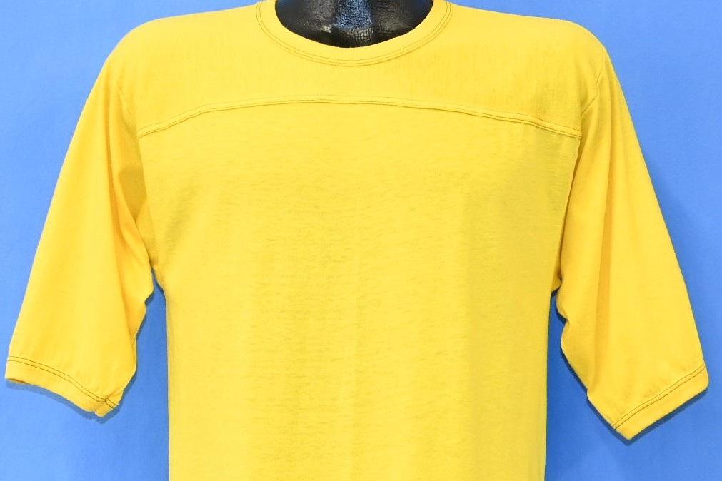 80s The Knits Yellow Blank Topstitched Jersey t-shirt Medium product image 1