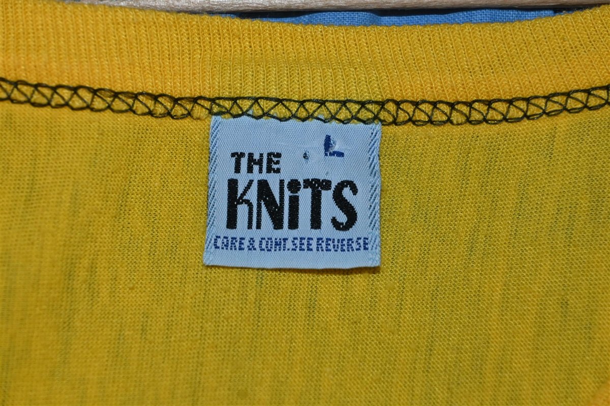 80s The Knits Yellow Blank Topstitched Jersey t-shirt Medium product image 4