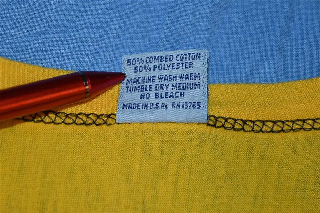 80s The Knits Yellow Blank Topstitched Jersey t-shirt Medium product image 5