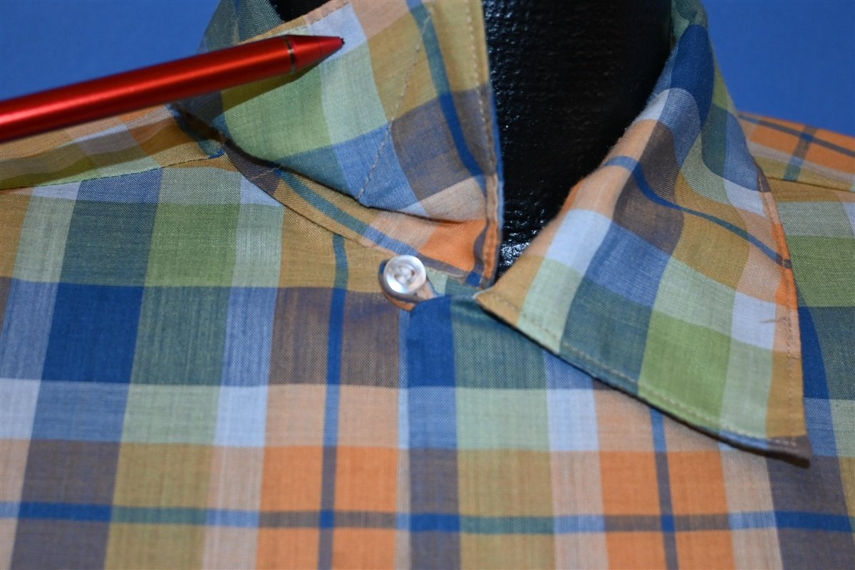 60s Orange Blue Green Plaid Button Down Shirt Large product image 3